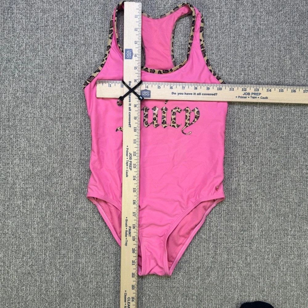 Juicy Couture Girls Pink Leopard One Piece Swimsuit Size 10 NWT Logo Charm‎